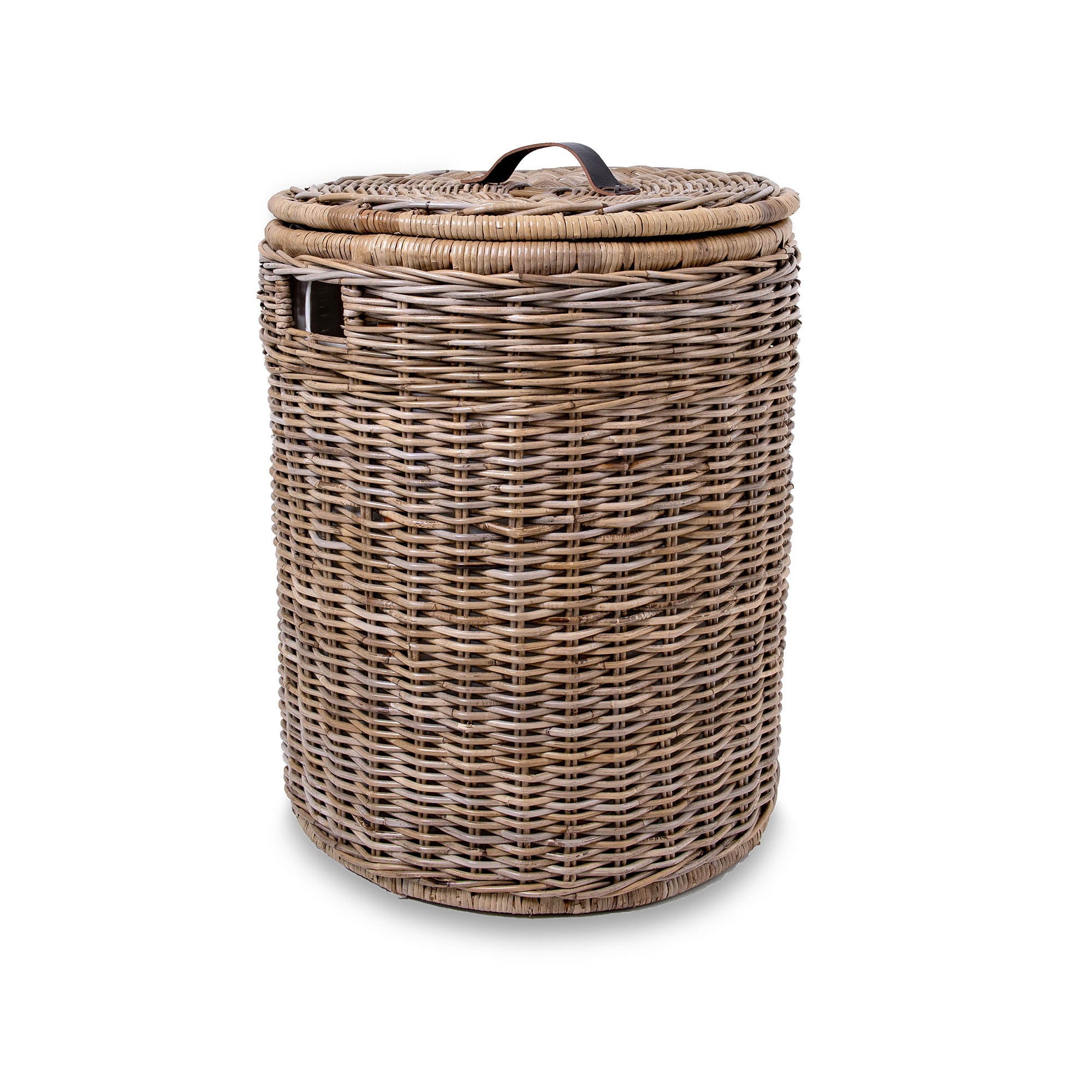 Round Kubu Wicker Laundry Hamper