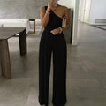 Sophisticated Office One-Shoulder Sleeveless Jumpsuit
