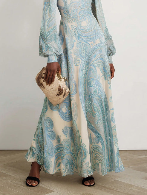 Paisley Print Chiffon Maxi Dress