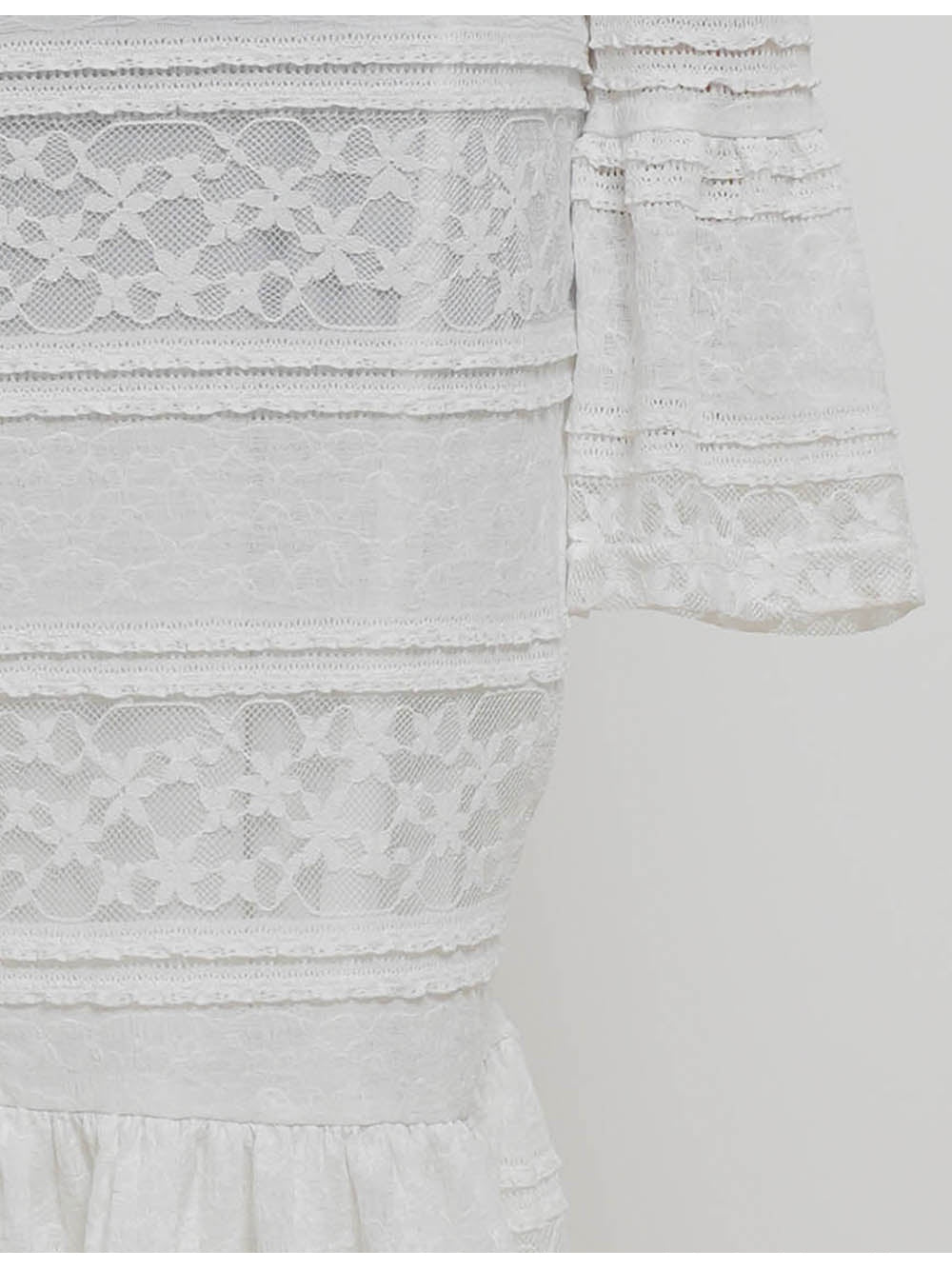 Lace Round Neck Flared Sleeves Bodycon Maxi Dress