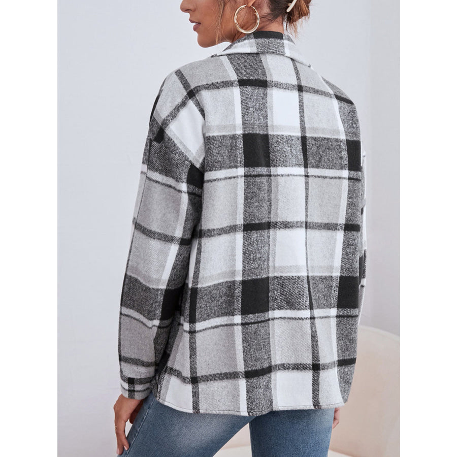 Classic Plaid Collared Neck Button Down Jacket