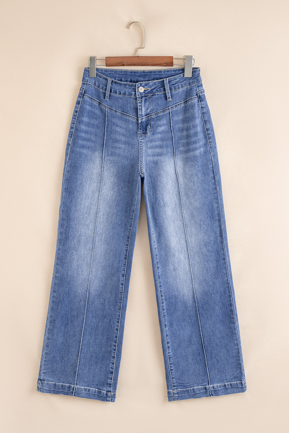 Loose Tailored Center Seam Detail Straight Jeans