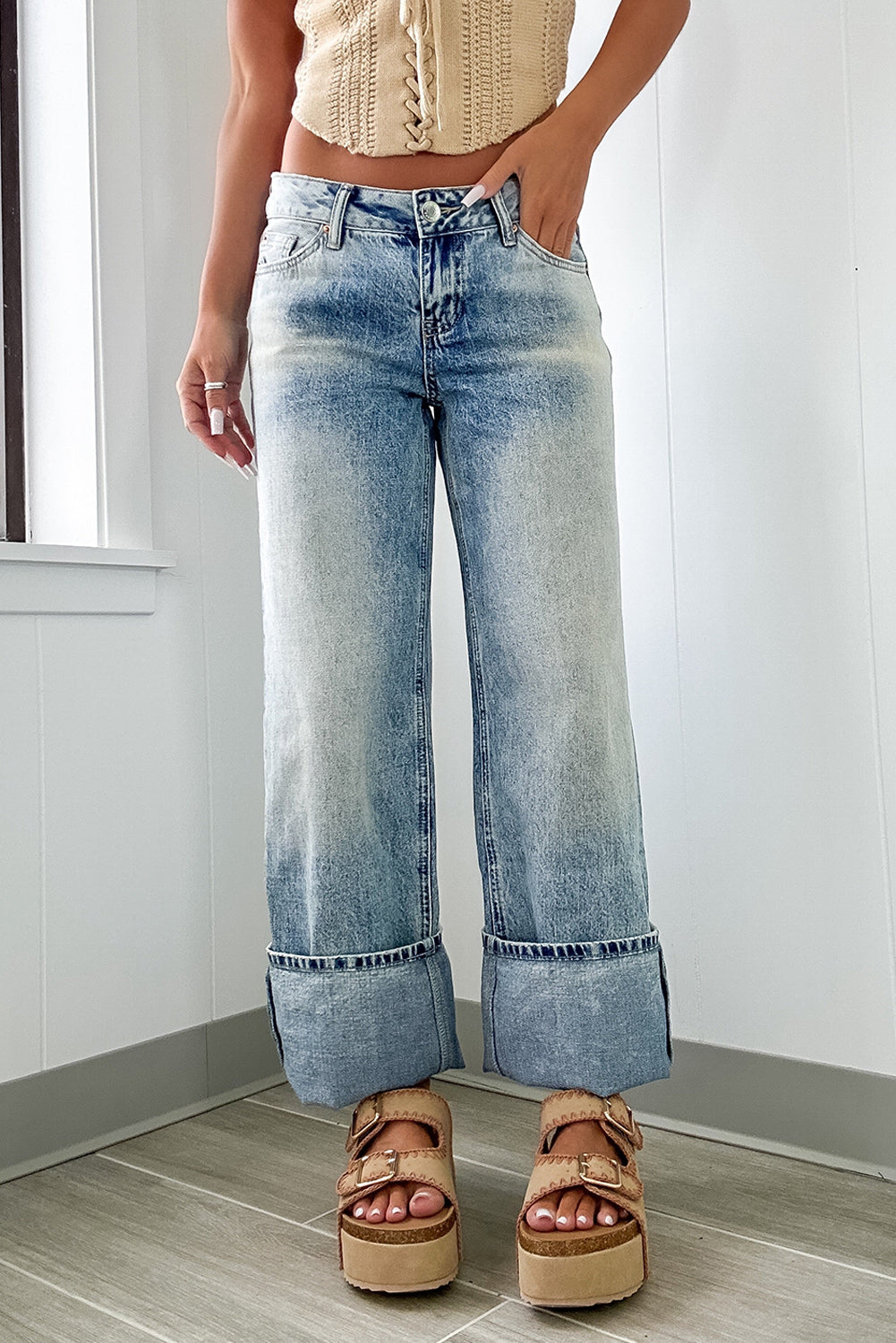 High Rise Zip Fly Jeans