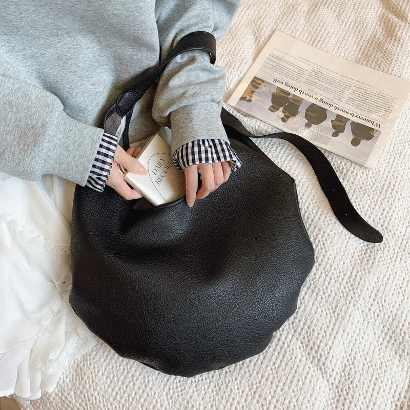 Polished Soft Zip-Top Shoulder Bag