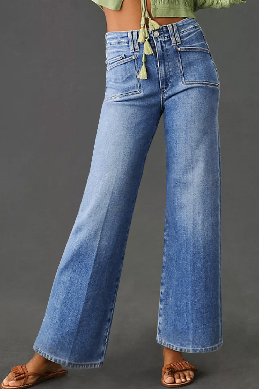 Straight Leg Loose High Waist Cropped Jeans