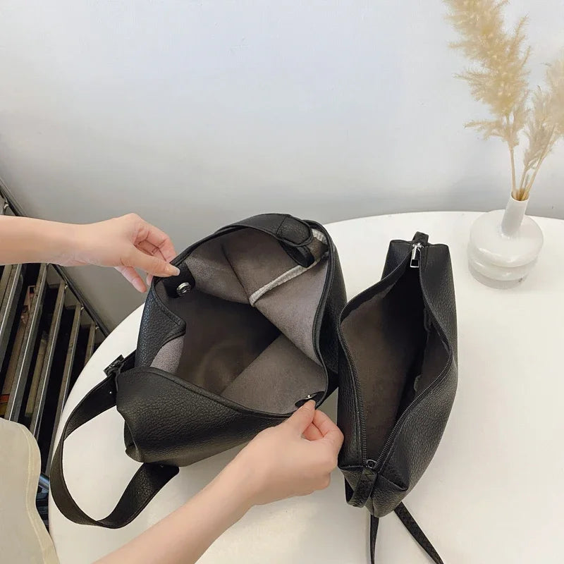 Polished Soft Zip-Top Shoulder Bag