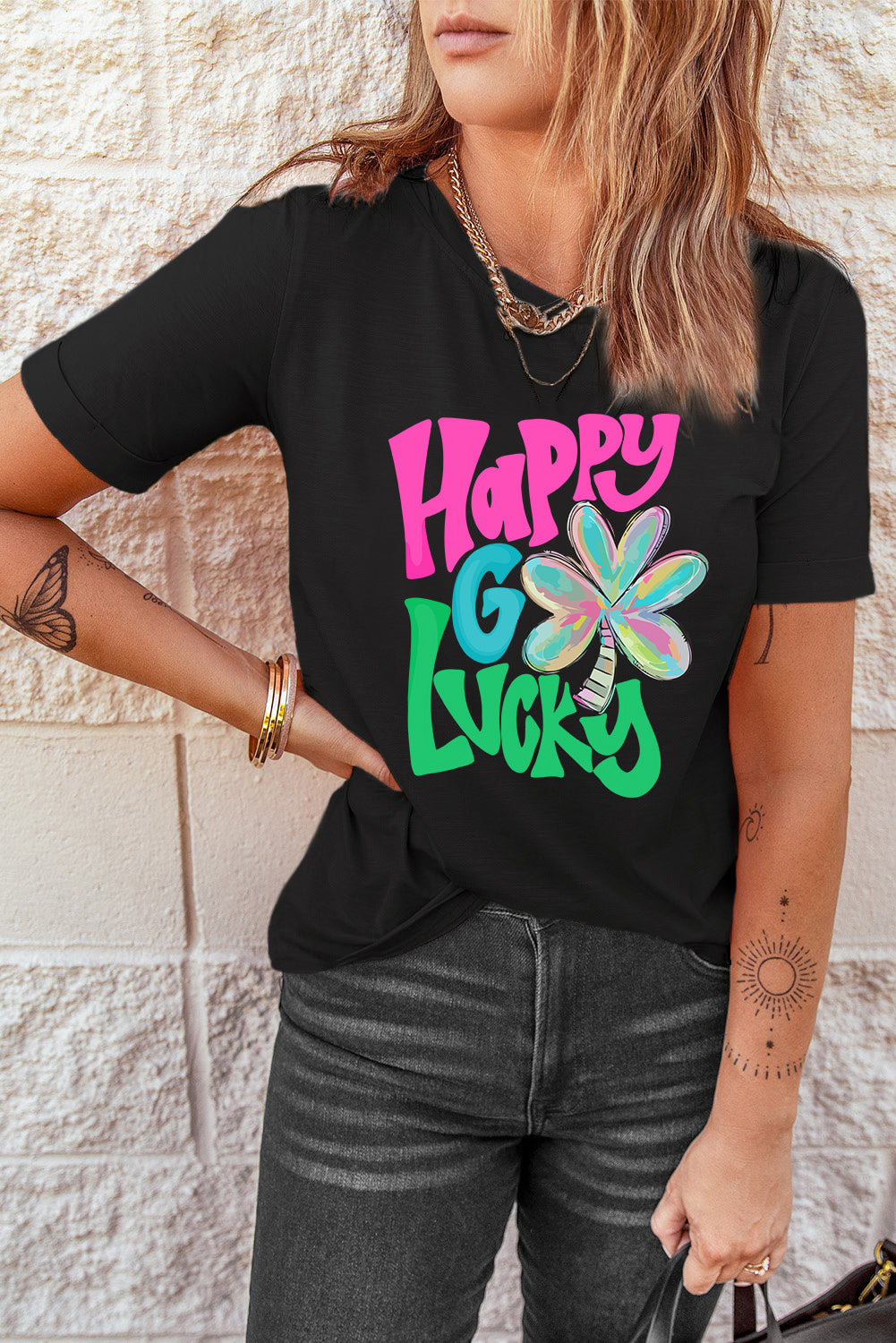 Black Happy Go Lucky Clover