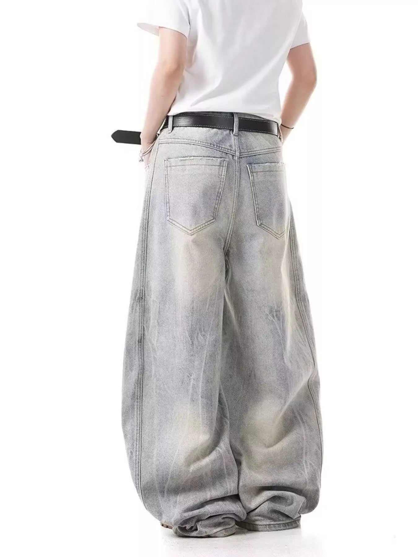 Modern Men's Full Size Vintage Wash Wide Leg Jeans Plus Size