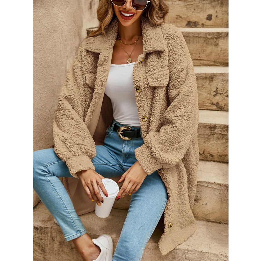Collared Button Down Coat Jacket