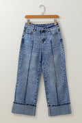 High Waist Cuffed Myosotis Center Seam Jeans