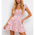 Ruffle Smocked Waist Square Neck Mini Dress
