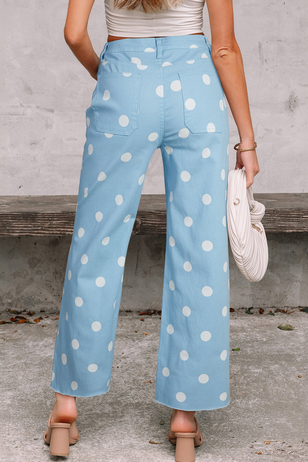 Everyday Raw Hem Print Polka Dot Shift Jeans