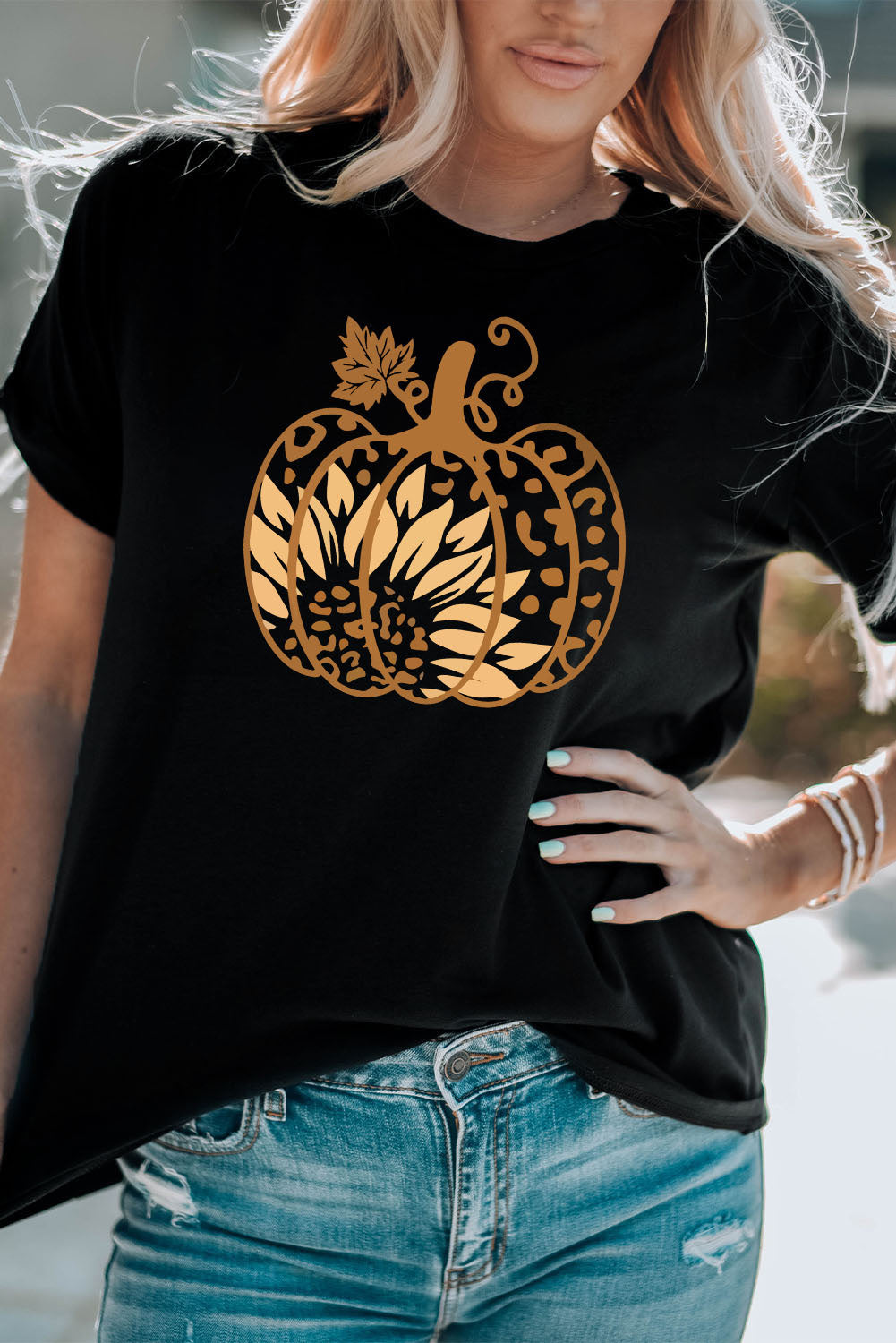 Black Halloween Sunflower Pumpkin Graphic