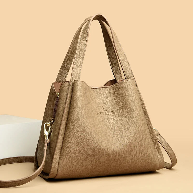 Versatile Soft Zip-Top Shoulder Bag