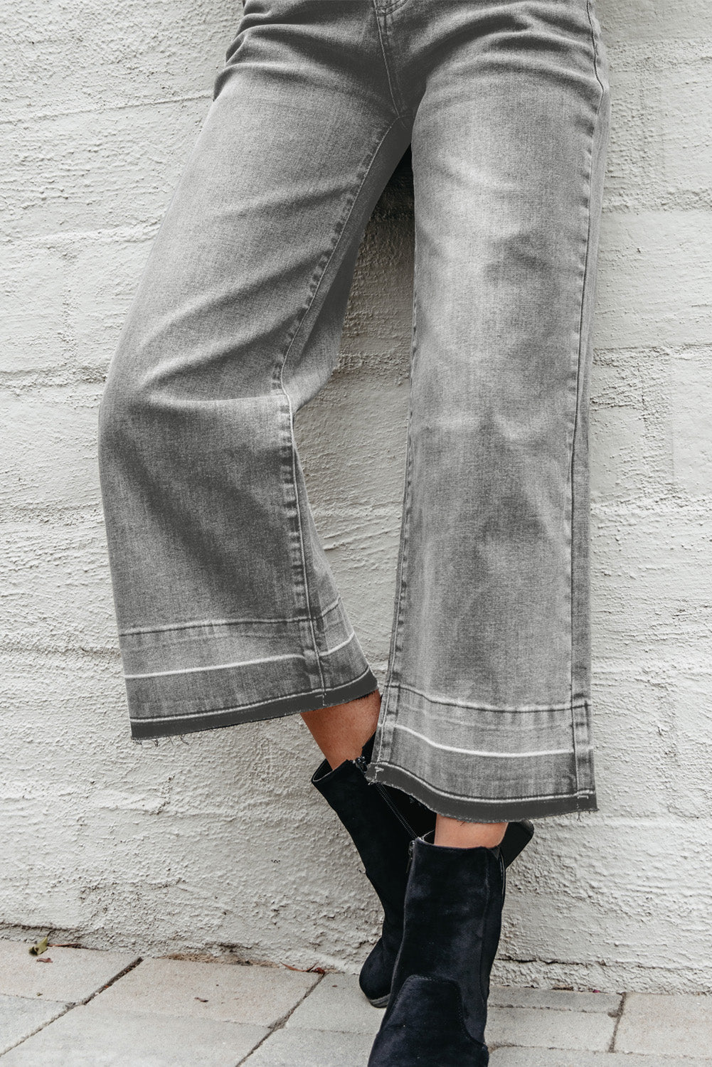 Straight Leg Loose High Waist Raw Jeans