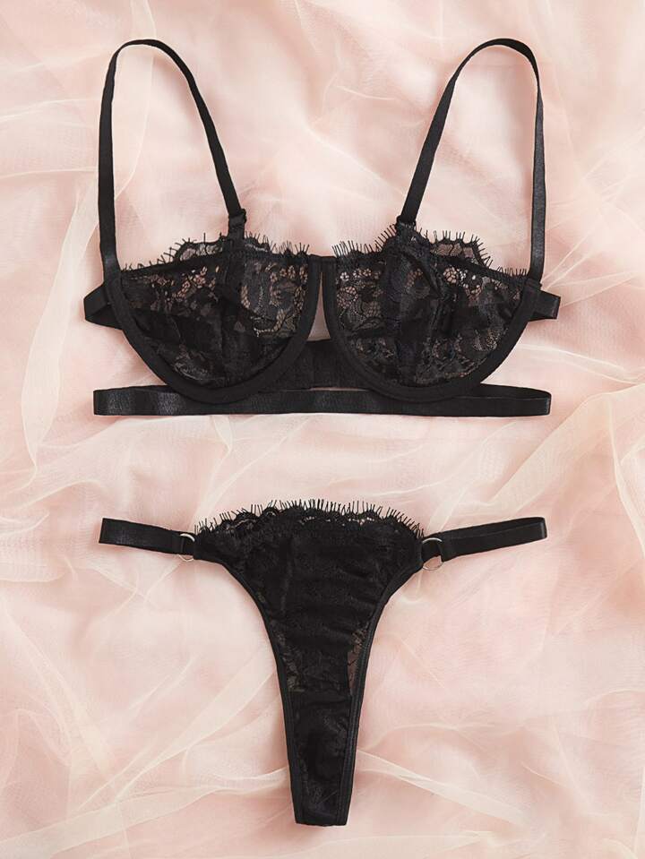 Modern Floral Lace Lingerie Set