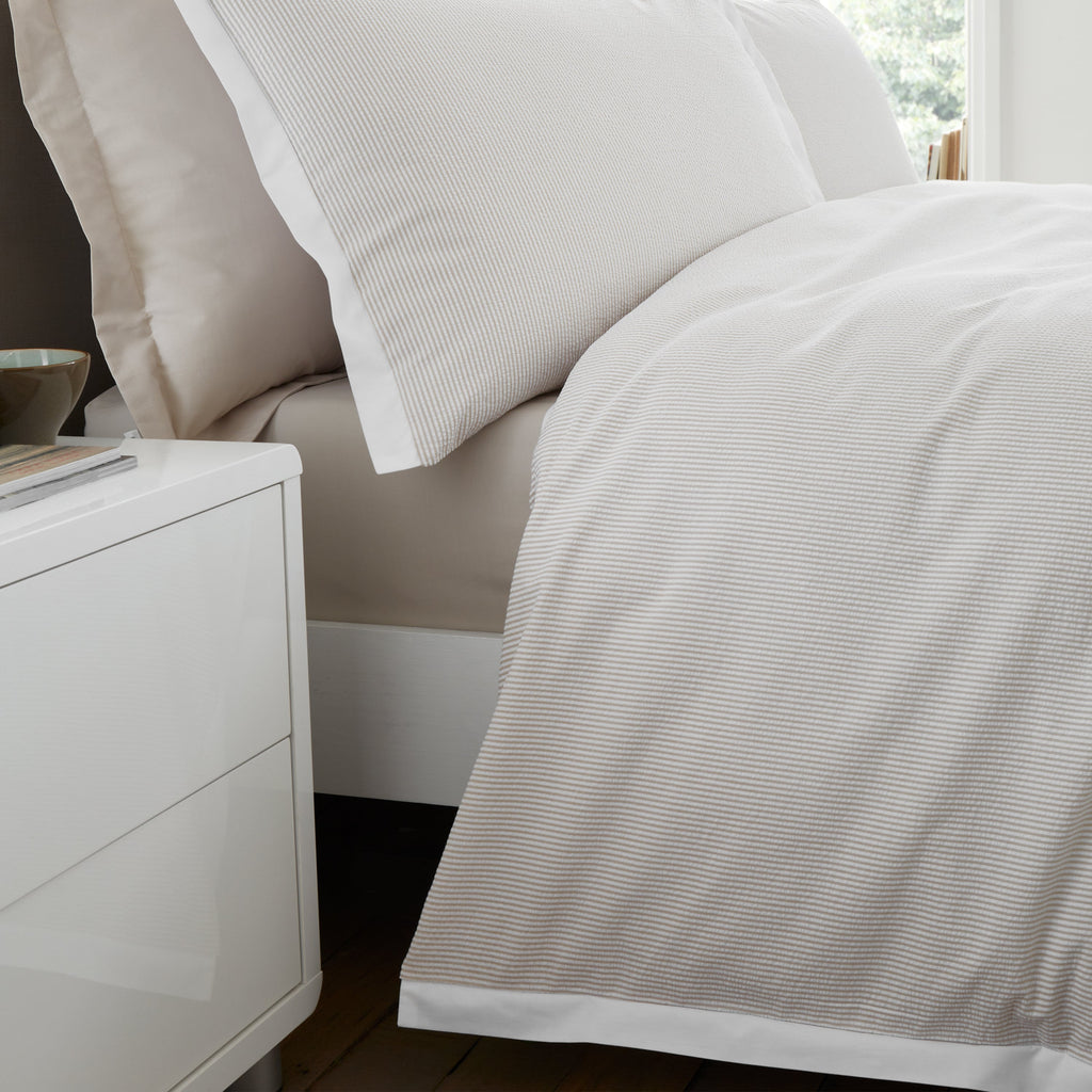 Modern Bedroom Woven Stripe Seersucker Duvet Cover Set