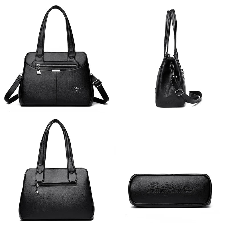 Refined Soft Zip-Top Shoulder Bag