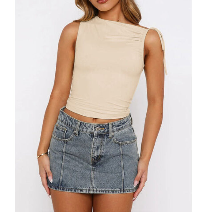 Ruched Tied Solid Color Tank