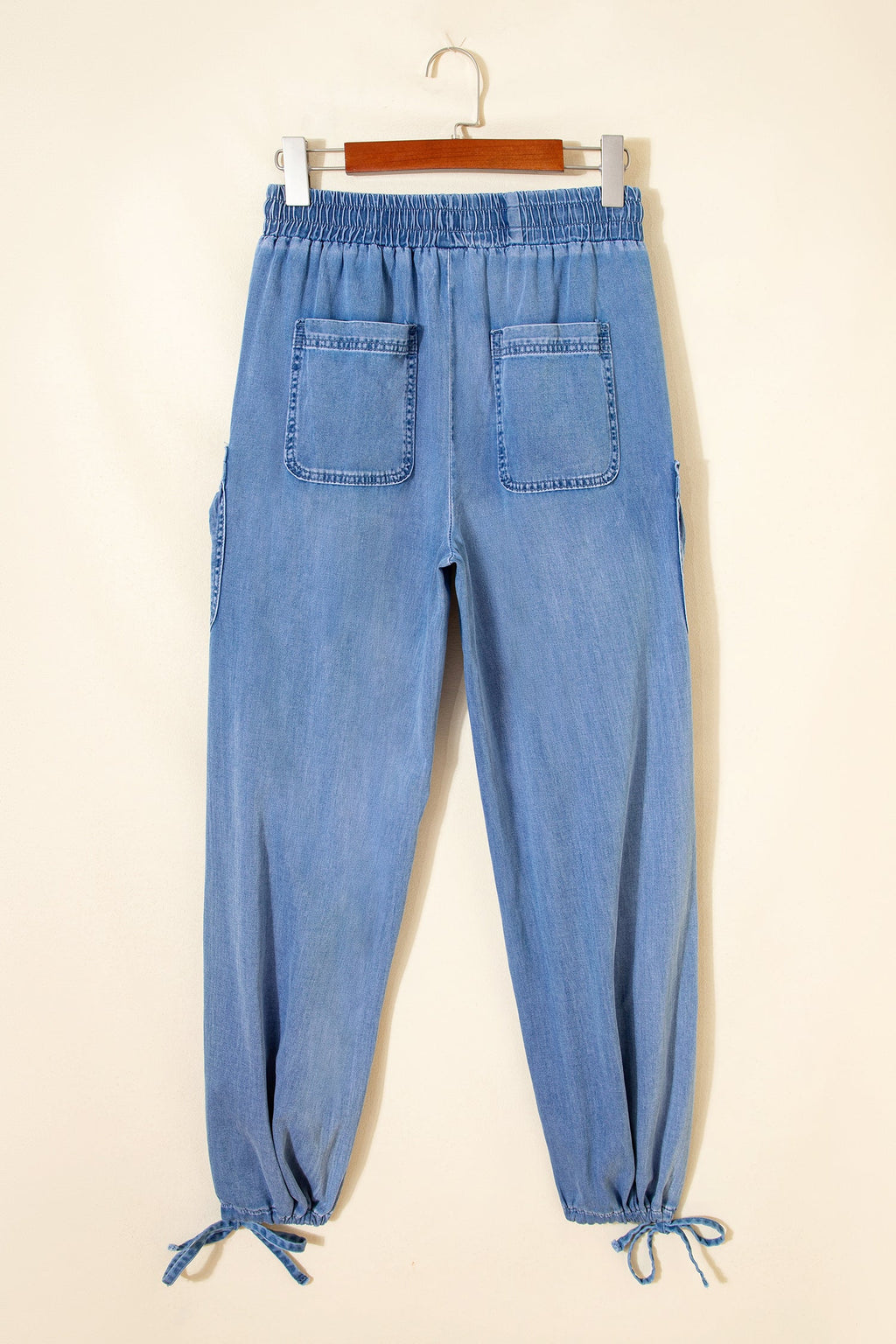 Loose Drawstring Elastic Waist Pocketed Jeans