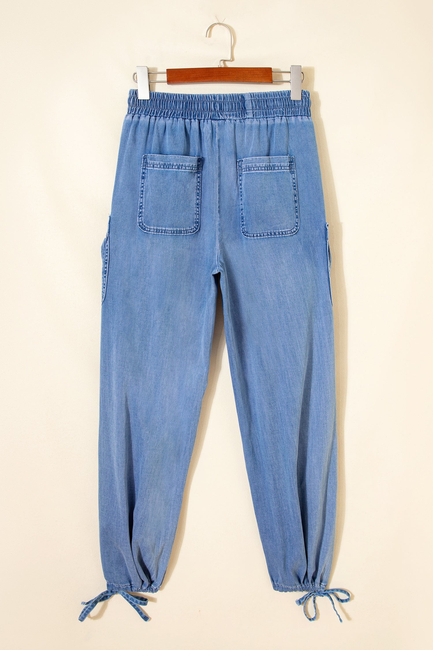 Loose Drawstring Elastic Waist Pocketed Jeans