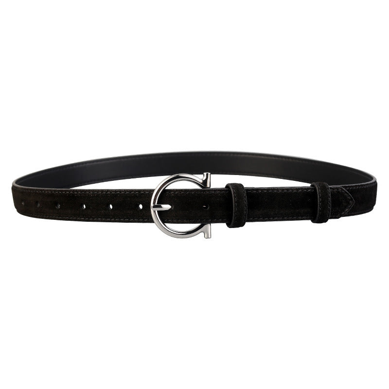 Casual Leather Belt with Buckle