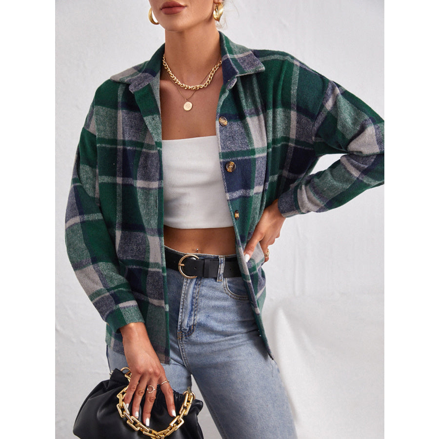Classic Plaid Collared Neck Button Down Jacket
