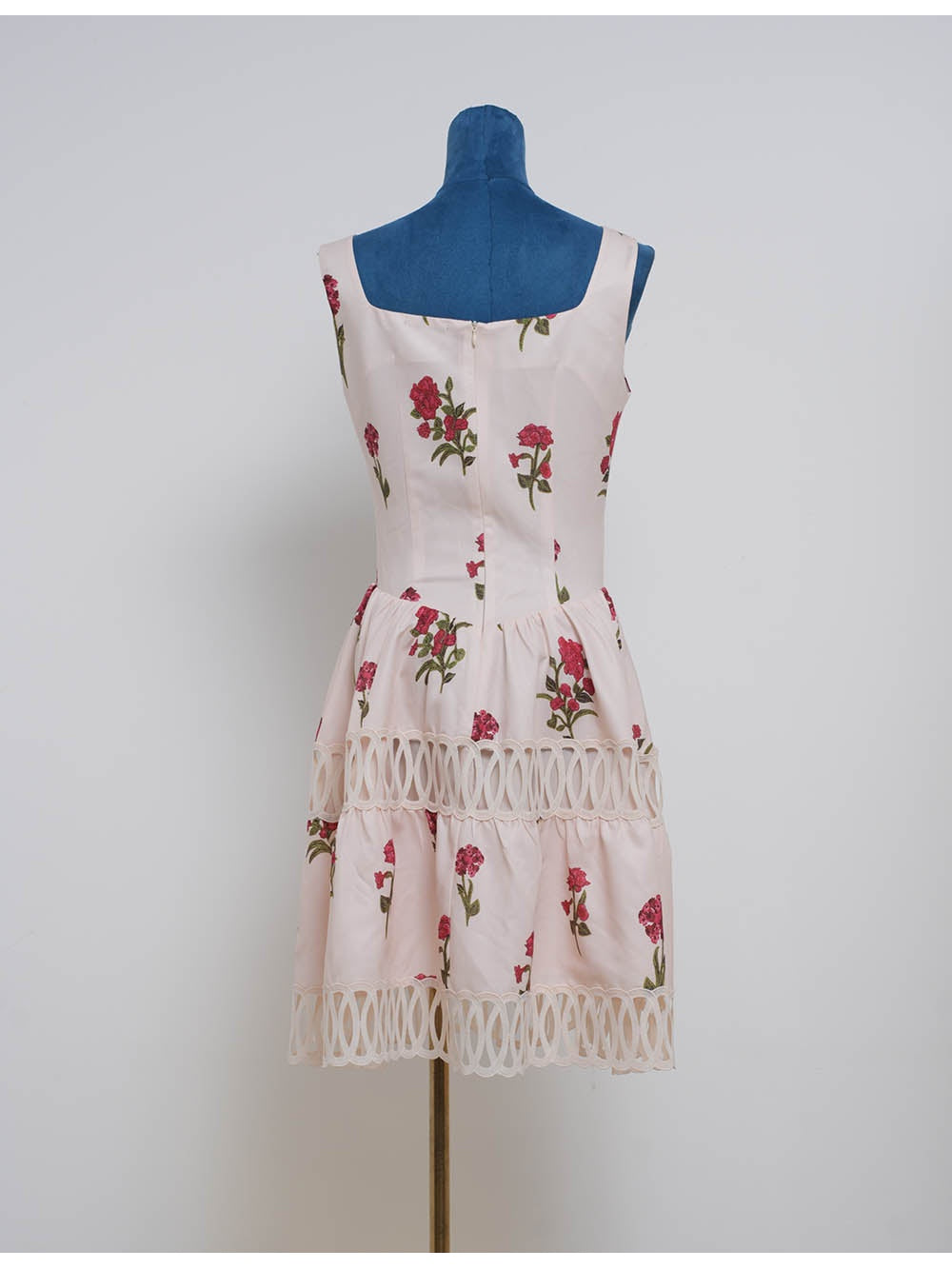 Romantic Lace Trim Square Neck Mini Dress