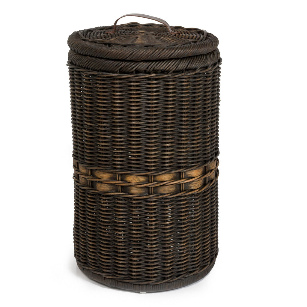Tall Wicker Trash Basket With Metal Liner