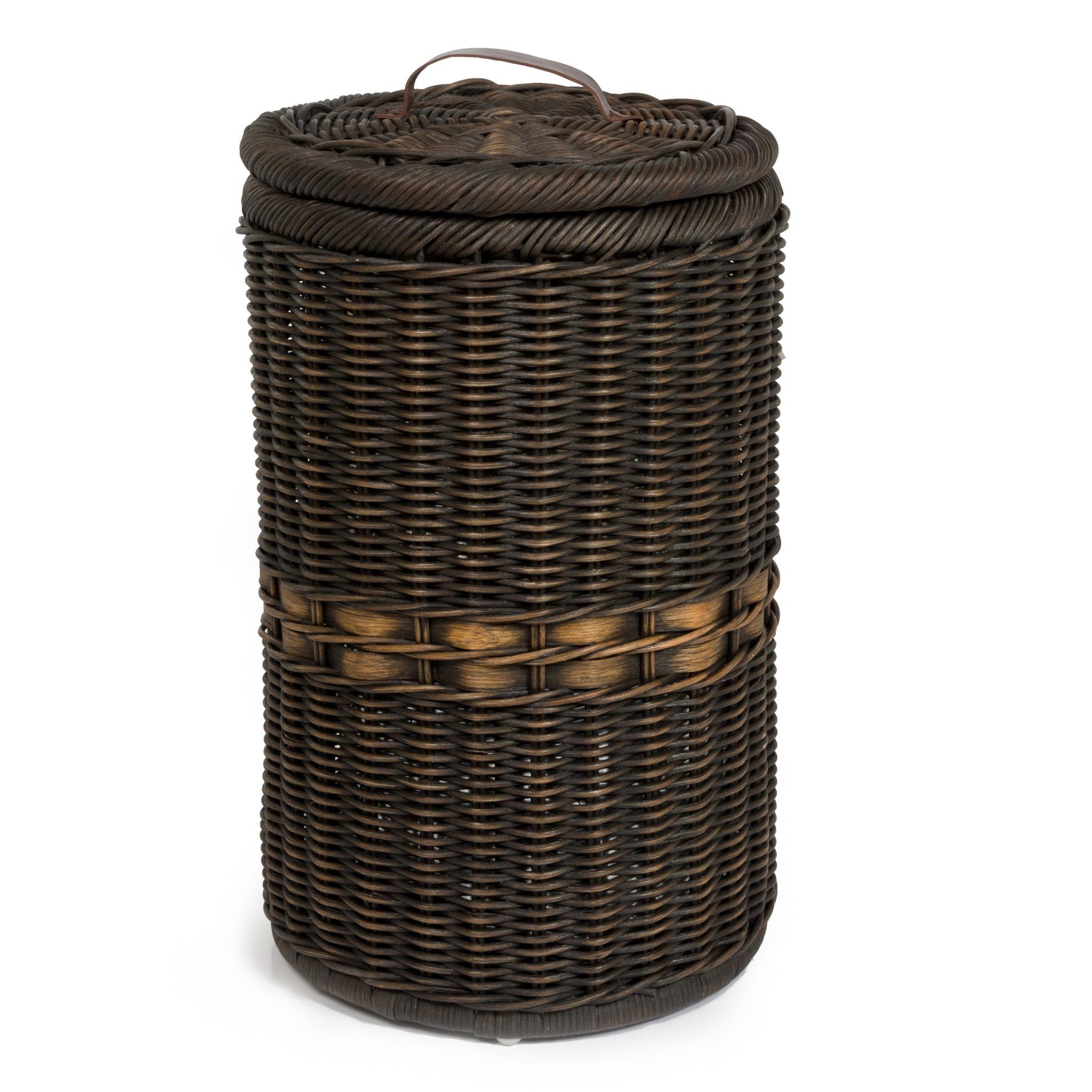 Tall Wicker Trash Basket With Metal Liner