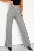 High Waist Patch Pocket Stripe Shift Jeans