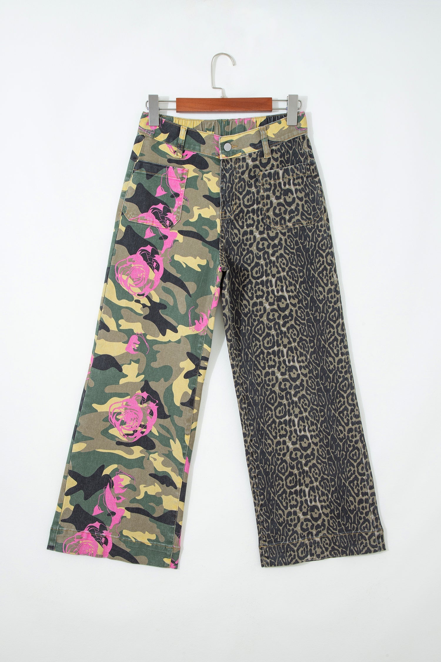 Straight Leg Leopard Print Multicolour Abstract Jeans