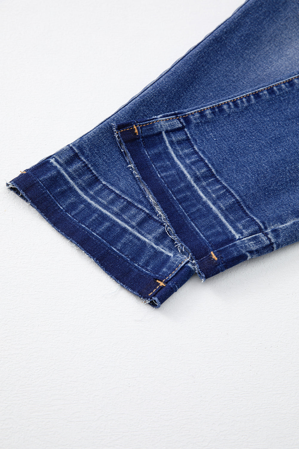 Raw Hem Cropped Whiskered Jeans