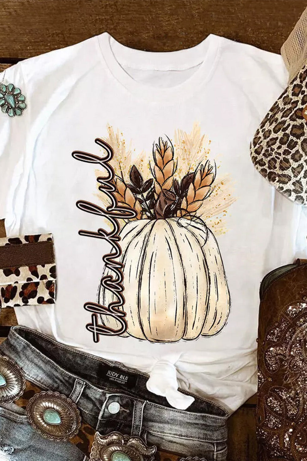 White Harvest Pumpkin Graphic Thanksgiving
