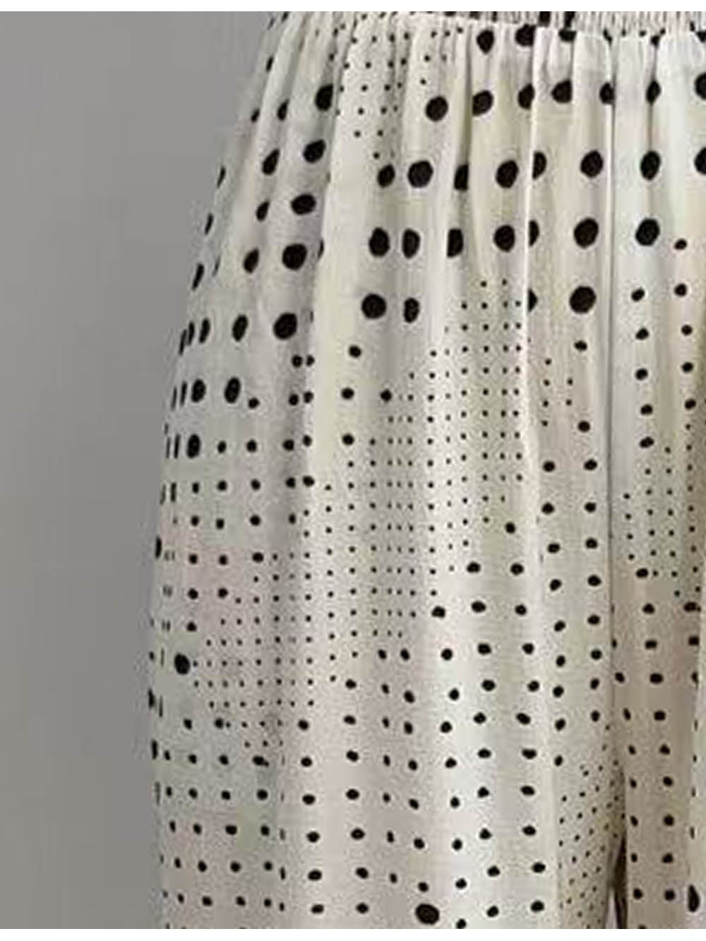 Polka Dot Smocked Bodice Wide Leg Jumpsuit