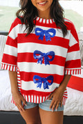 Sequin Bow Patriotic Half Tee