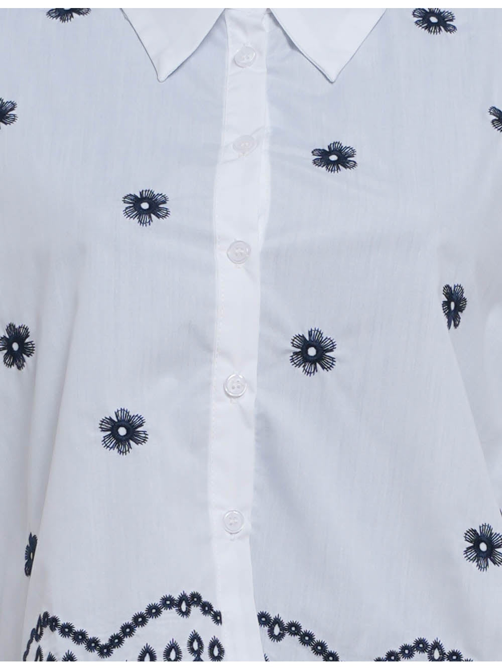 Chic Embroidery Shirt Collar Button Down Blouse