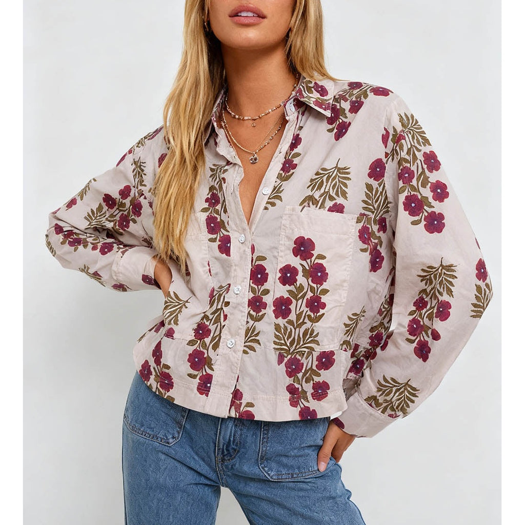 Boho Turndown Collar Long Sleeves Shirt