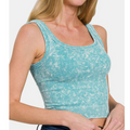 Relaxed Washed Ribbed Scoop Neck Wide Strap Tank