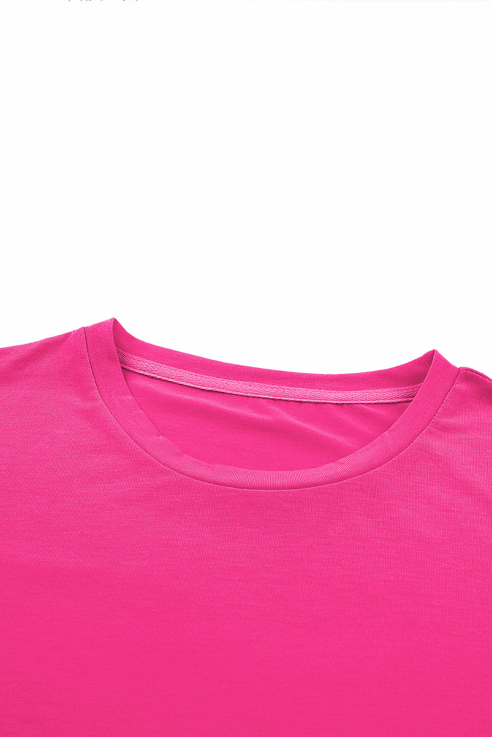 Rose Red Casual Plain Crew