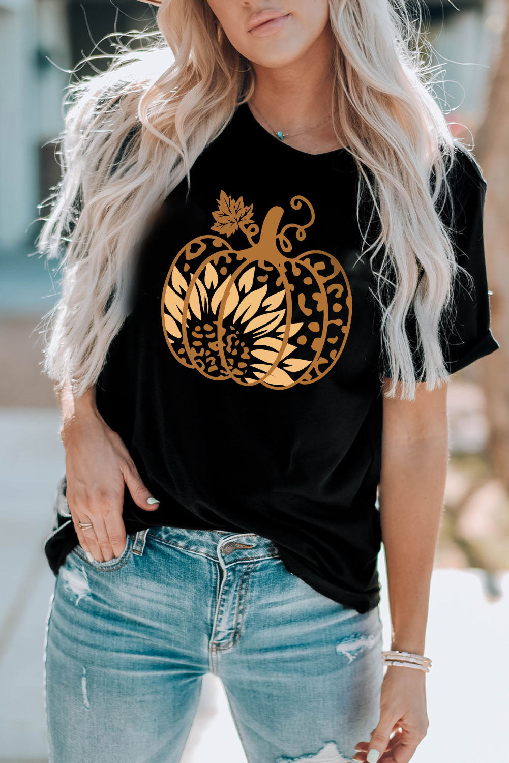 Black Halloween Sunflower Pumpkin Graphic