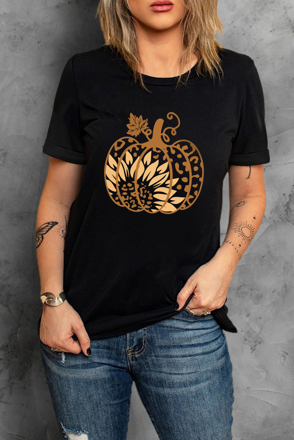 Black Halloween Sunflower Pumpkin Graphic
