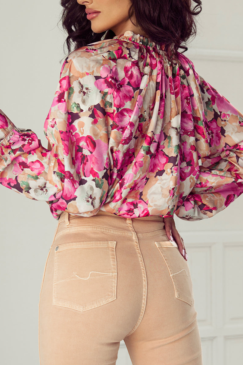 Floral Ruffled Relaxed Fit Shirt Blouse