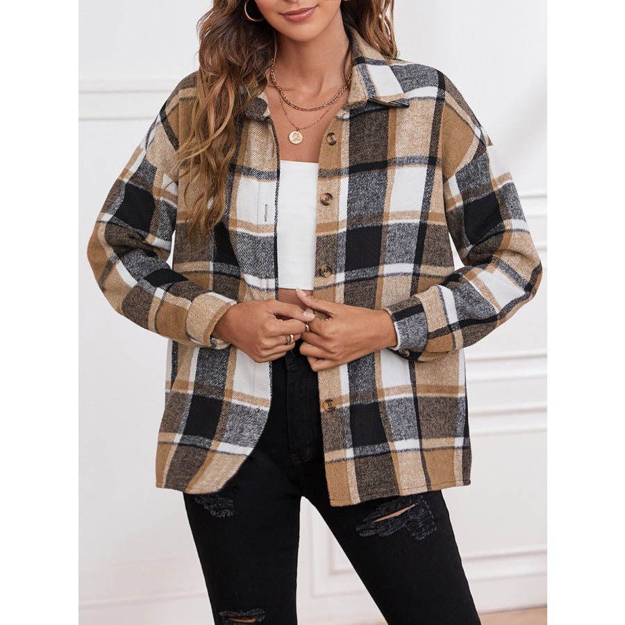 Classic Plaid Collared Neck Button Down Jacket