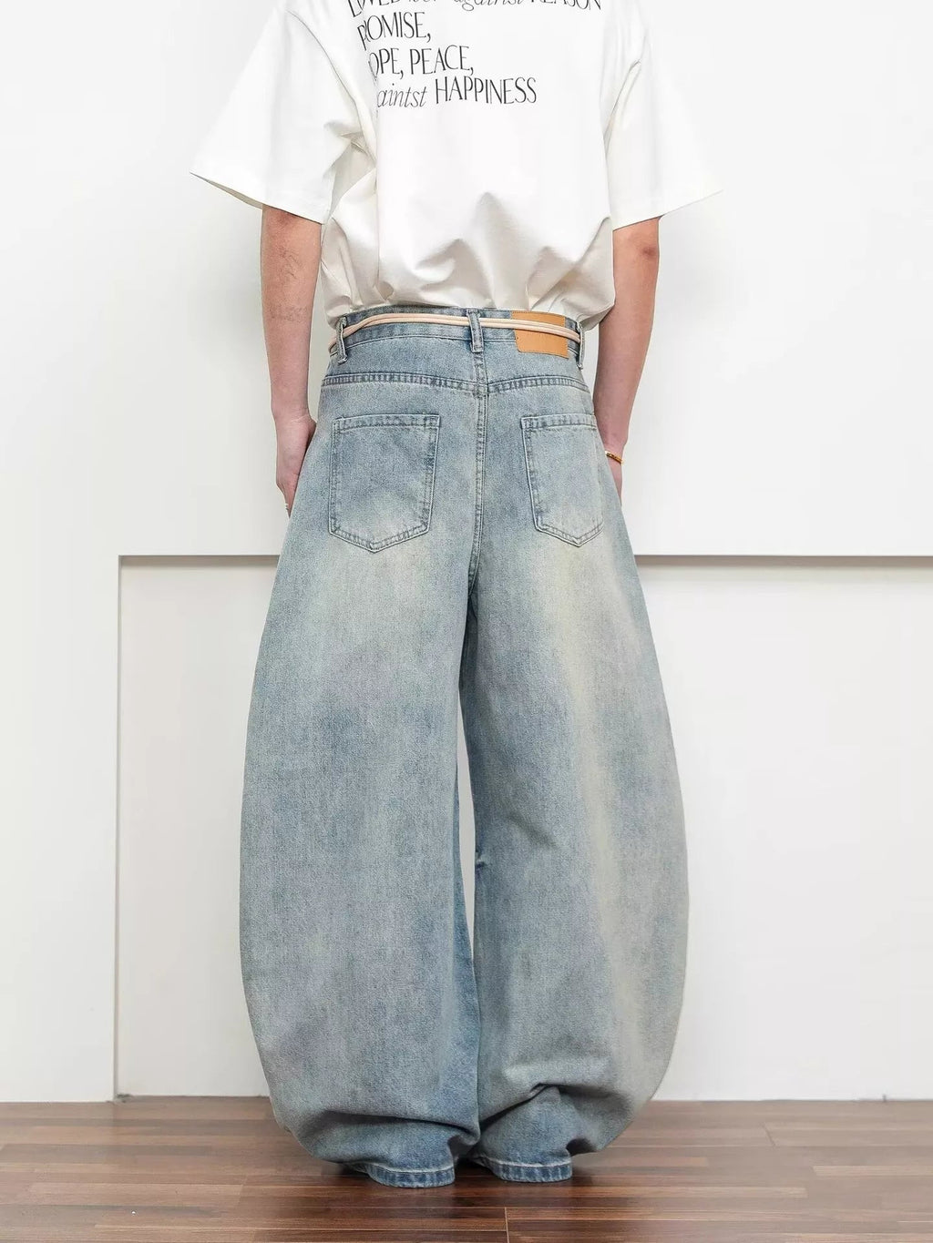 Men's Full Size Washed Wide Leg Jeans Plus Size
