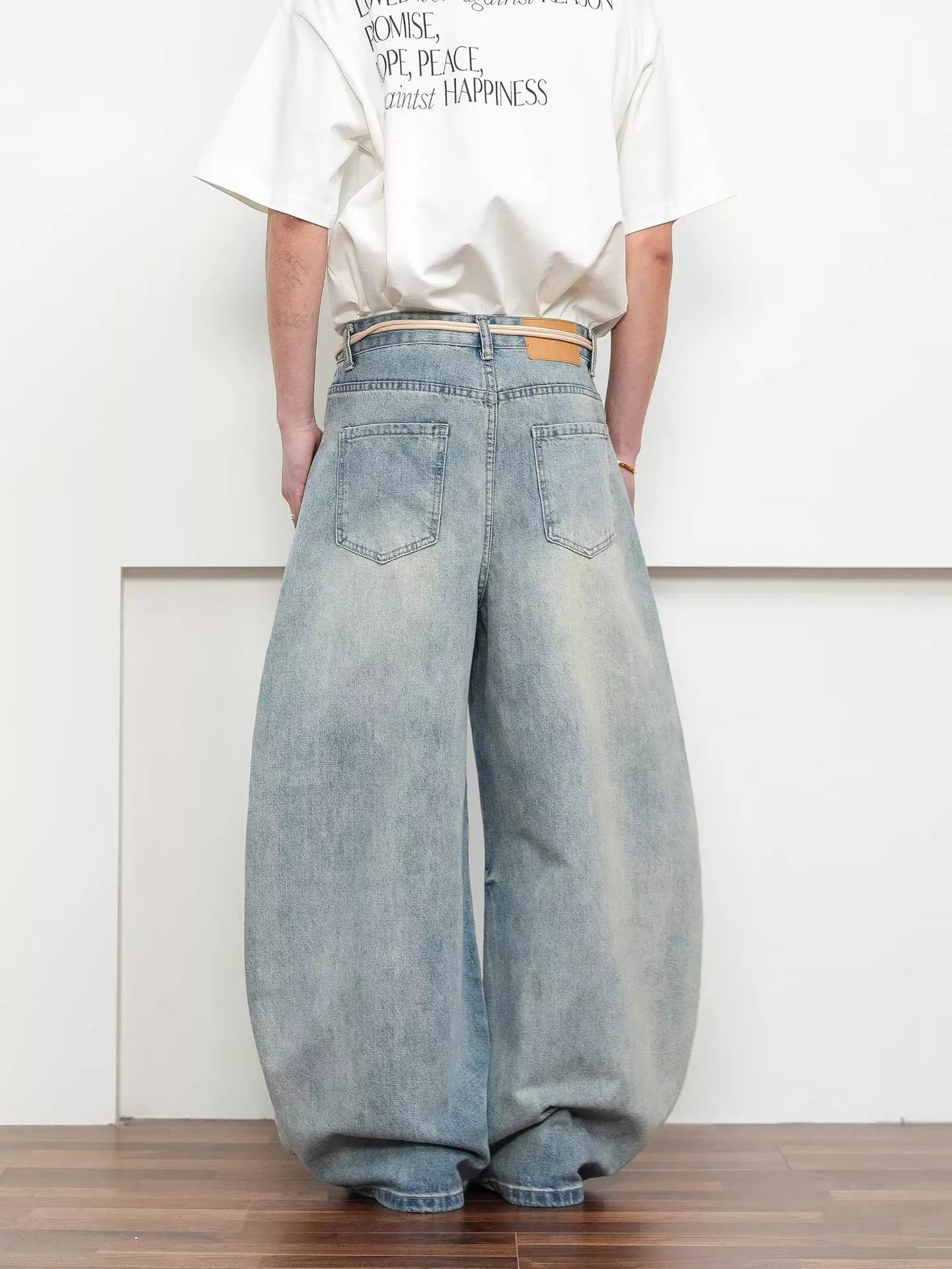 Men's Full Size Washed Wide Leg Jeans Plus Size