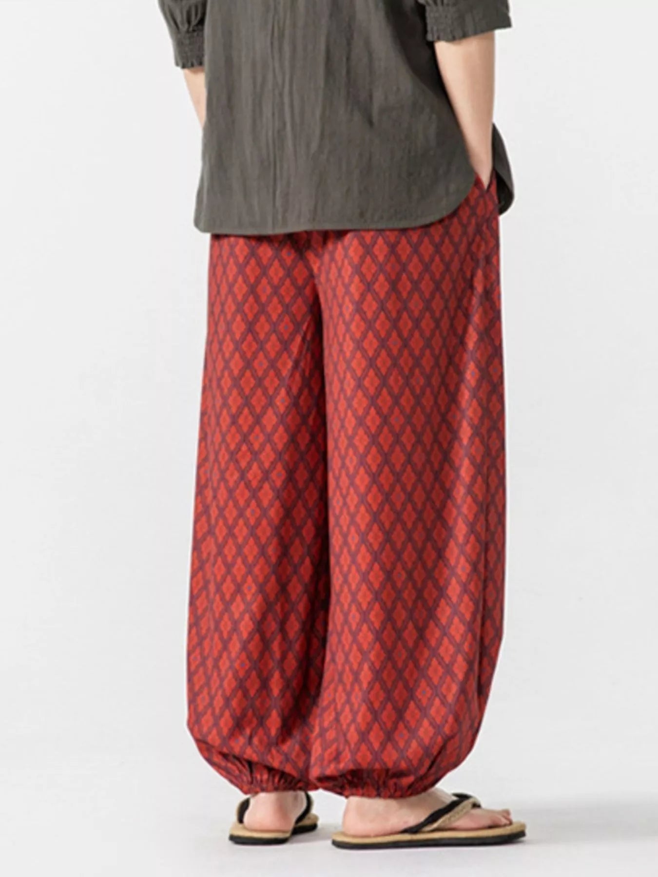 Men S Plus Size Diamond Patterned Harem Pants