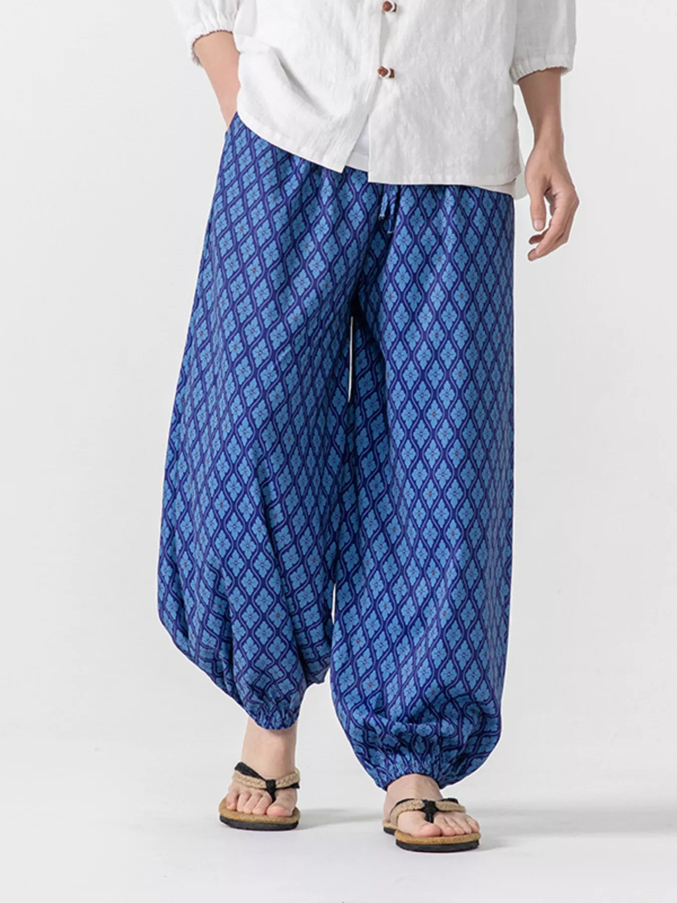 Men S Plus Size Diamond Patterned Harem Pants