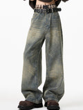 Men's Full Size Wash Wide Leg Jeans Plus Size