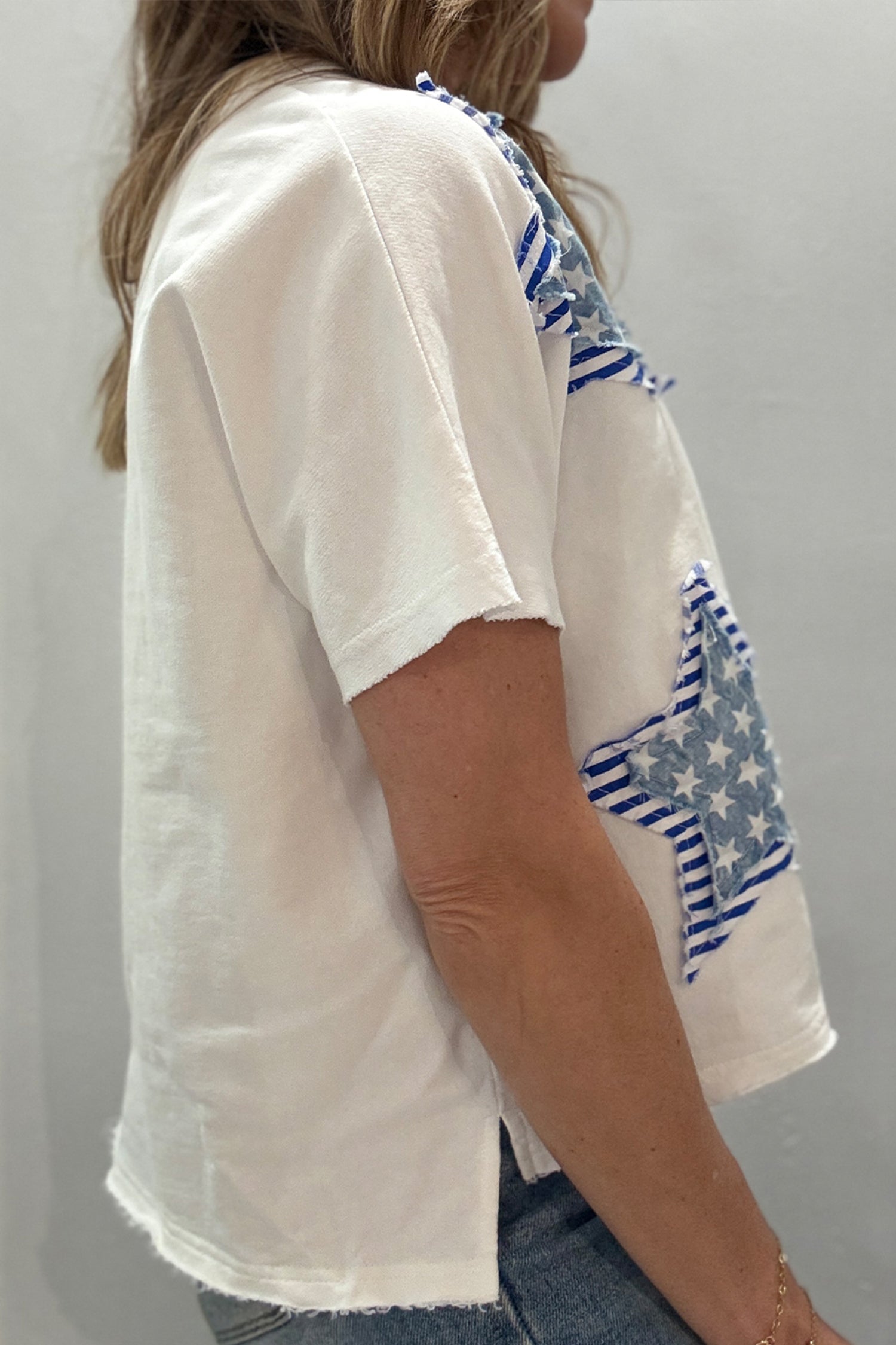 Casual Patriot Star Patched Notched Tee